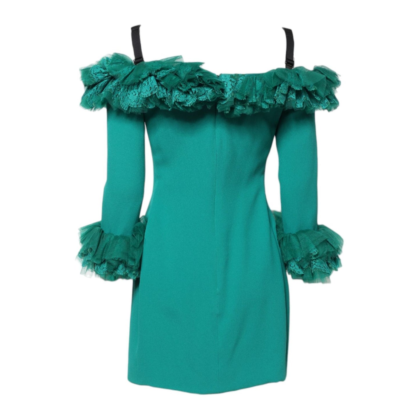 Dolce & Gabbana Green Lace Off Shoulder Sheath Mini Dress DR281236-40