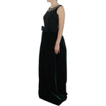 Dolce & Gabbana Green Velvet Crystal Long Maxi Dress NOC10094-1