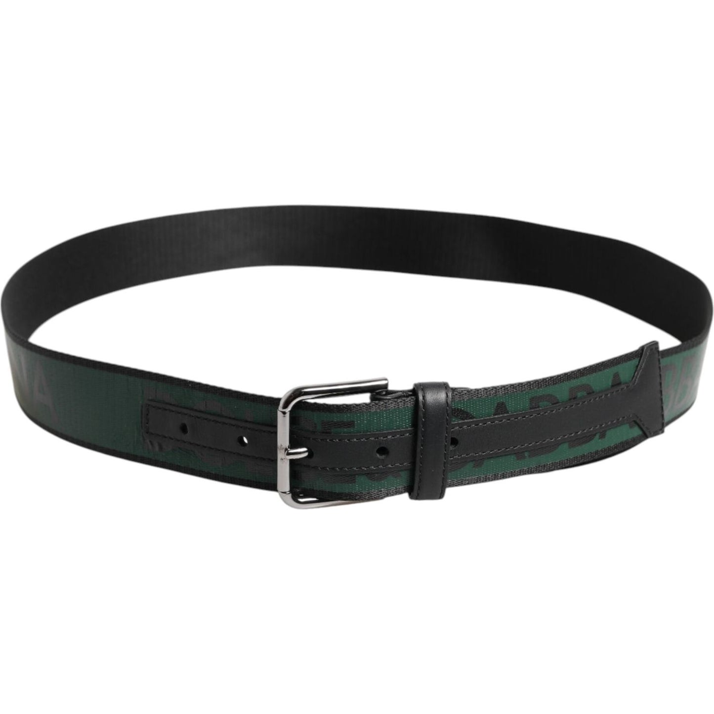 Dolce & Gabbana Green Black Polyester DG Logo Buckle Belt BEL9425-95