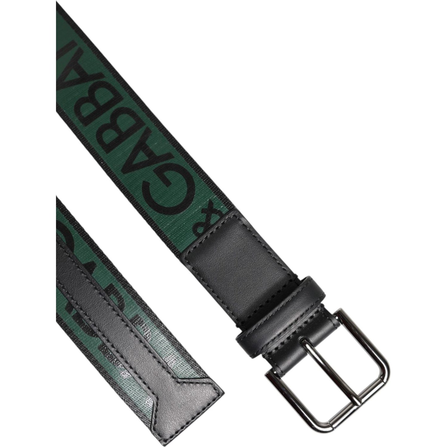Dolce & Gabbana Green Black Polyester DG Logo Buckle Belt BEL9425-95