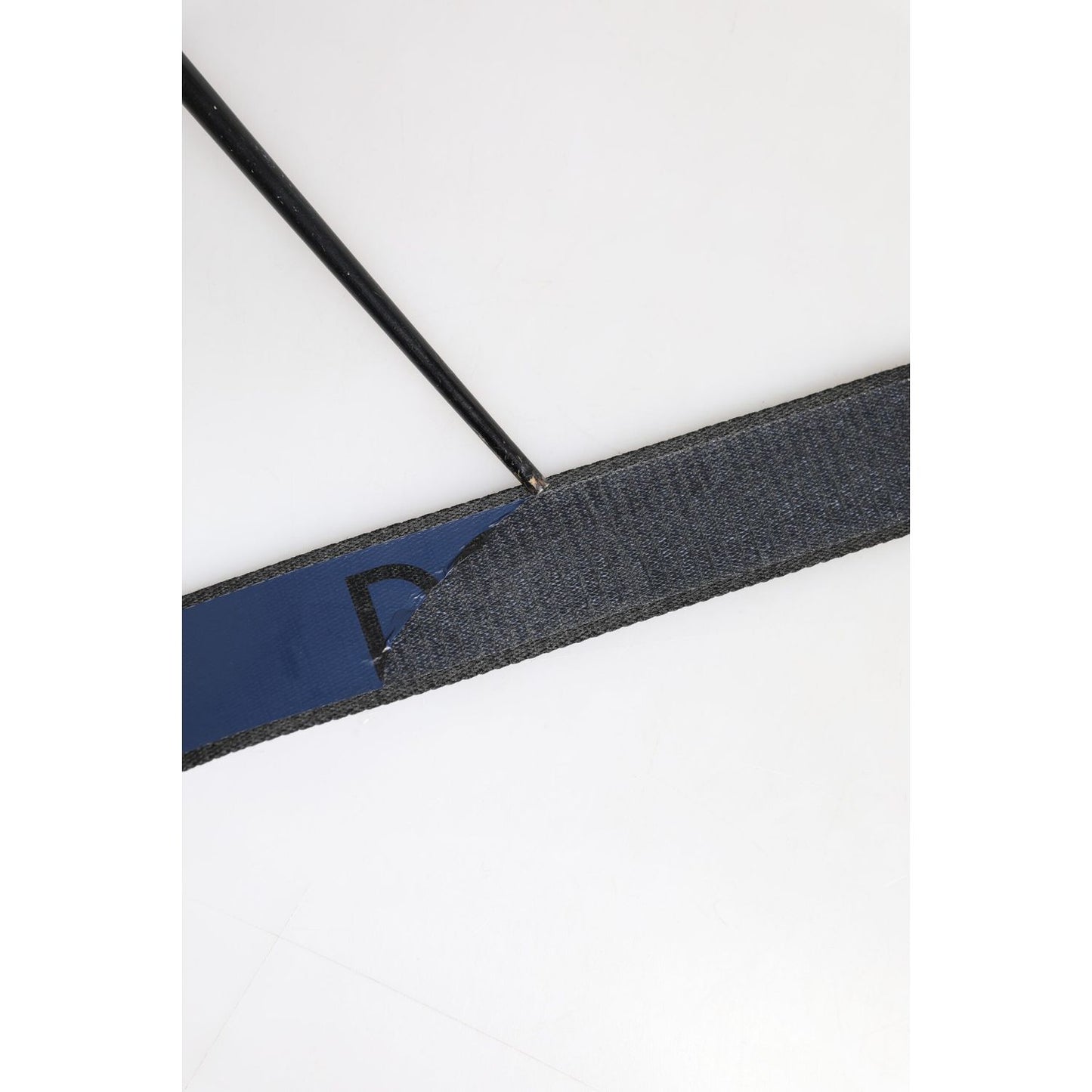 Dolce & Gabbana Black Blue DG Logo Silver Metal Buckle Belt BEL9434-95