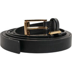 Dolce & Gabbana Black Double Strap Leather Gold Buckle Belt BEL9449-115