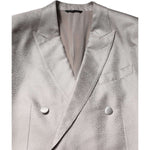 Dolce & Gabbana Light Gray Jacquard Silk Dotted 2 Piece Suit KOS2323-50