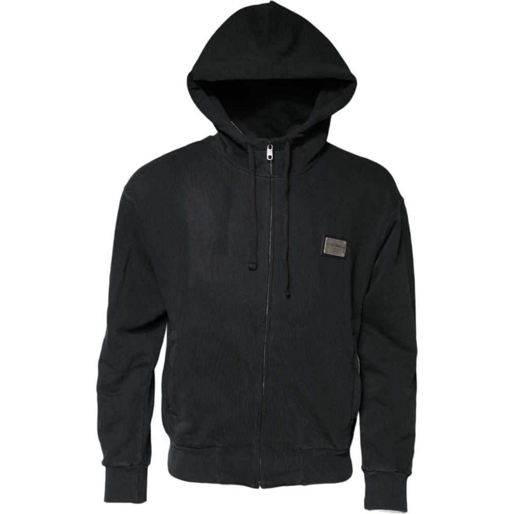 Dolce & Gabbana Black Logo Full Zip Hooded Men Sweatshirt Sweater TSH90596-44