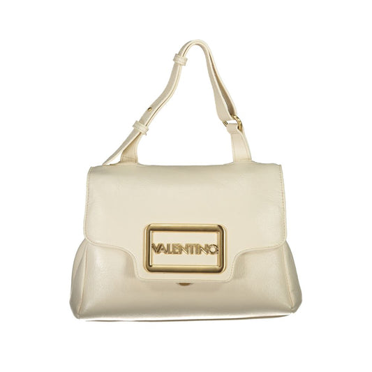 Mario Valentino Beige Polyethylene Women Handbag with adjustable handle and logo, chic design for stylish and versatile use.