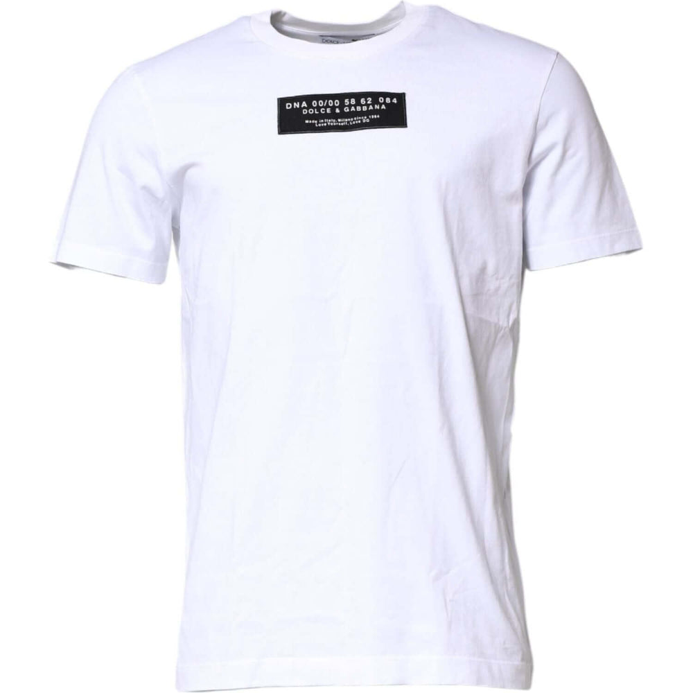 Dolce & Gabbana White Cotton Logo Patch Crew Neck T-shirt TSH90508-48