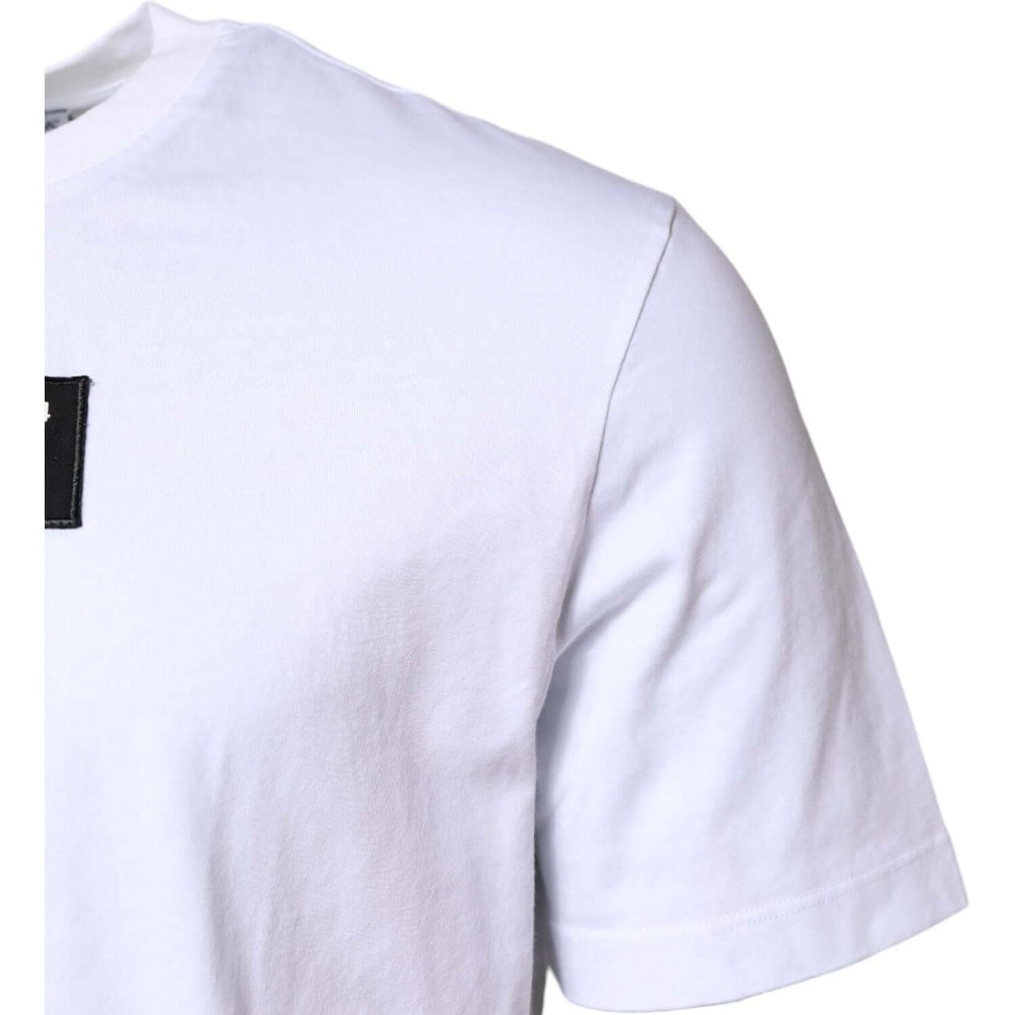 Dolce & Gabbana White Cotton Logo Patch Crew Neck T-shirt TSH90508-48