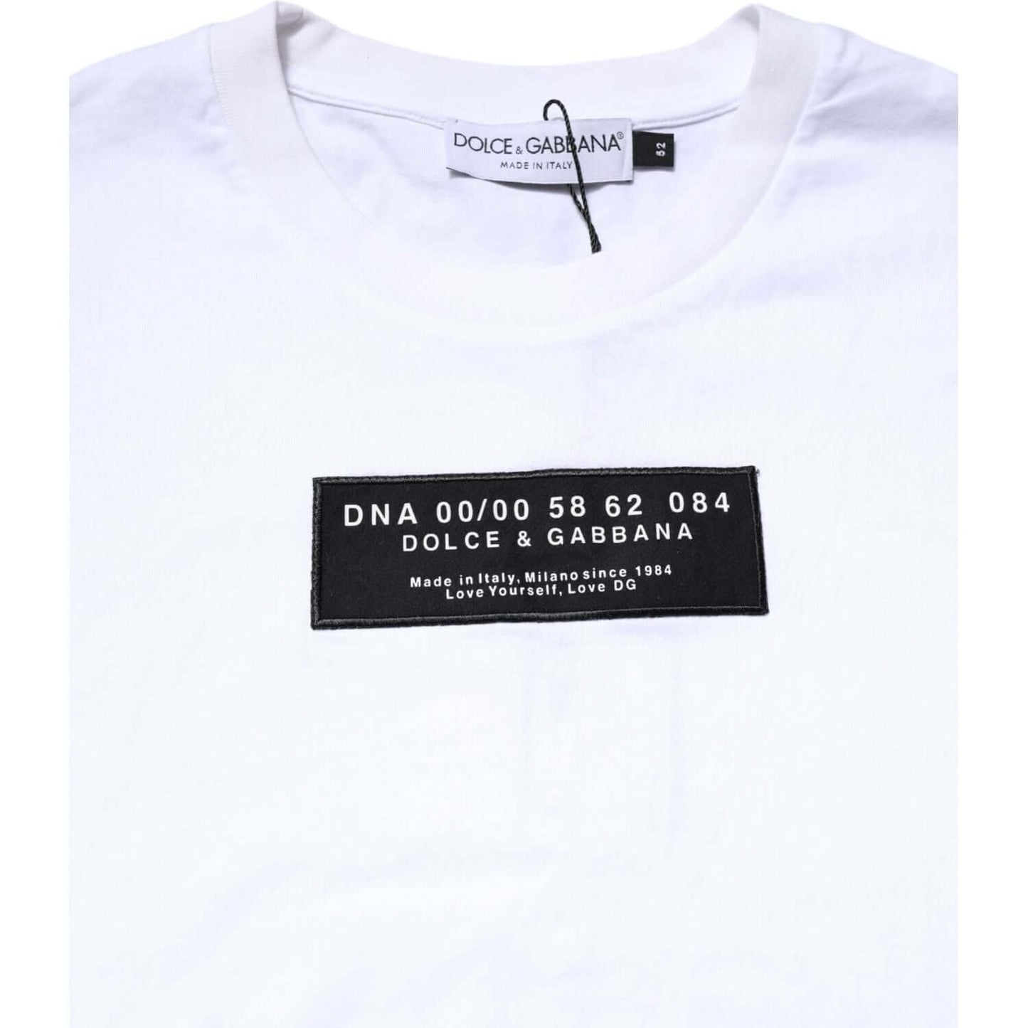 Dolce & Gabbana White Cotton Logo Patch Crew Neck T-shirt TSH90508-48