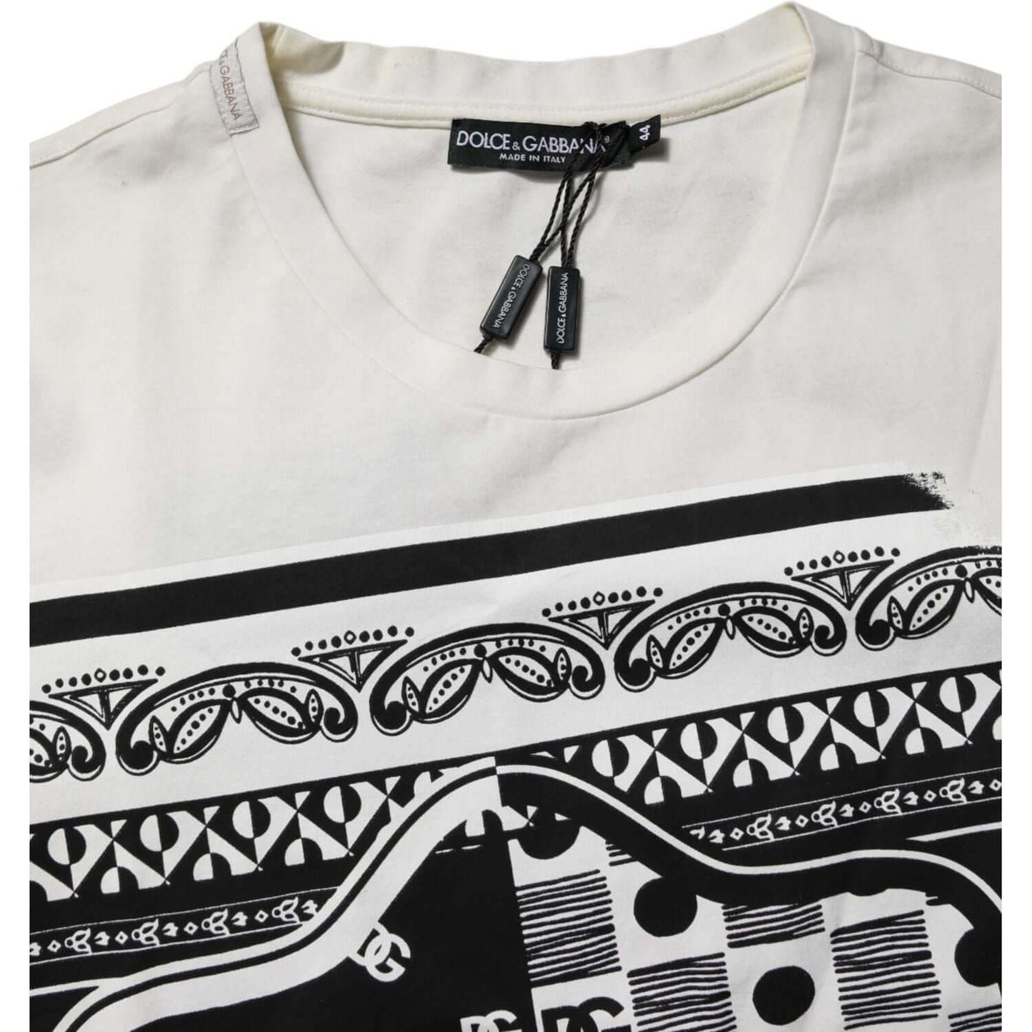 Dolce & Gabbana White Cotton Logo Bandana Print T-shirt TSH90613-44