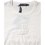 Dolce & Gabbana White Cotton DG Crown Embossed T-shirt TSH90617-48
