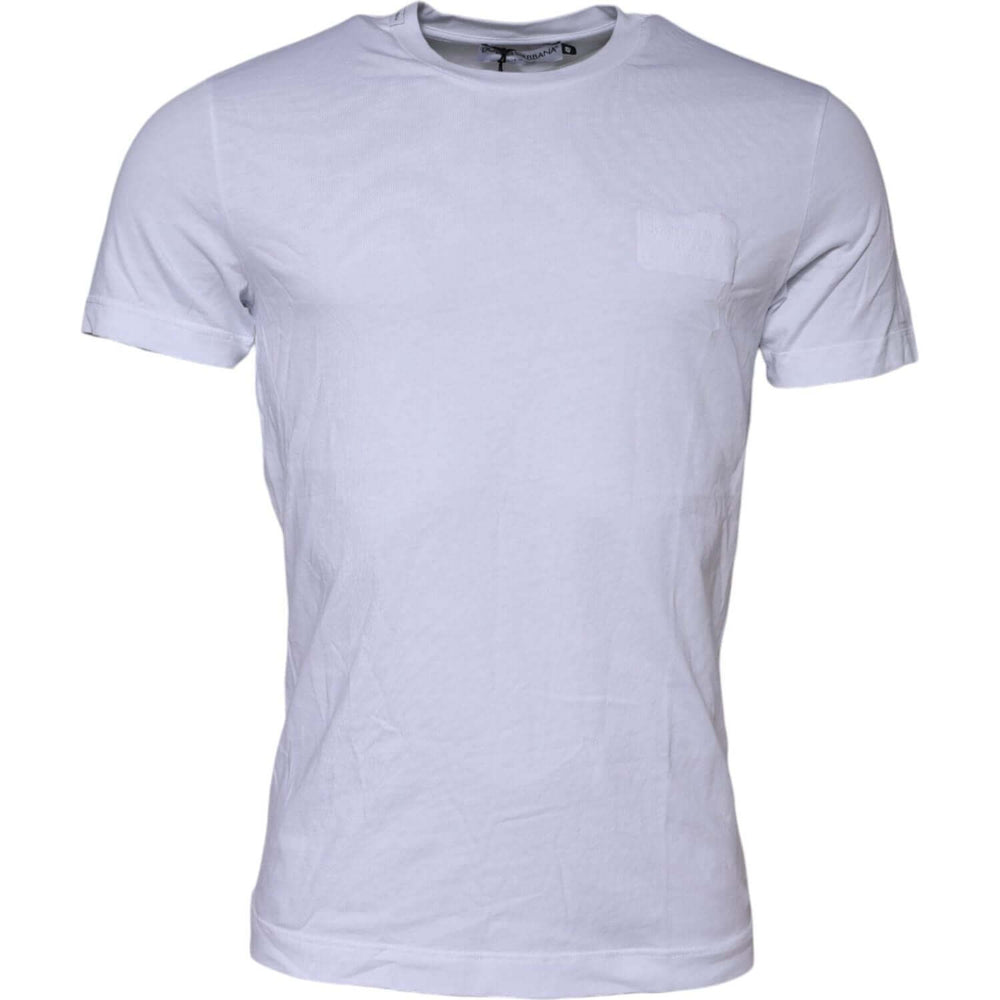 Dolce & Gabbana White Cotton Logo Patch Crew Neck T-shirt TSH90627-48