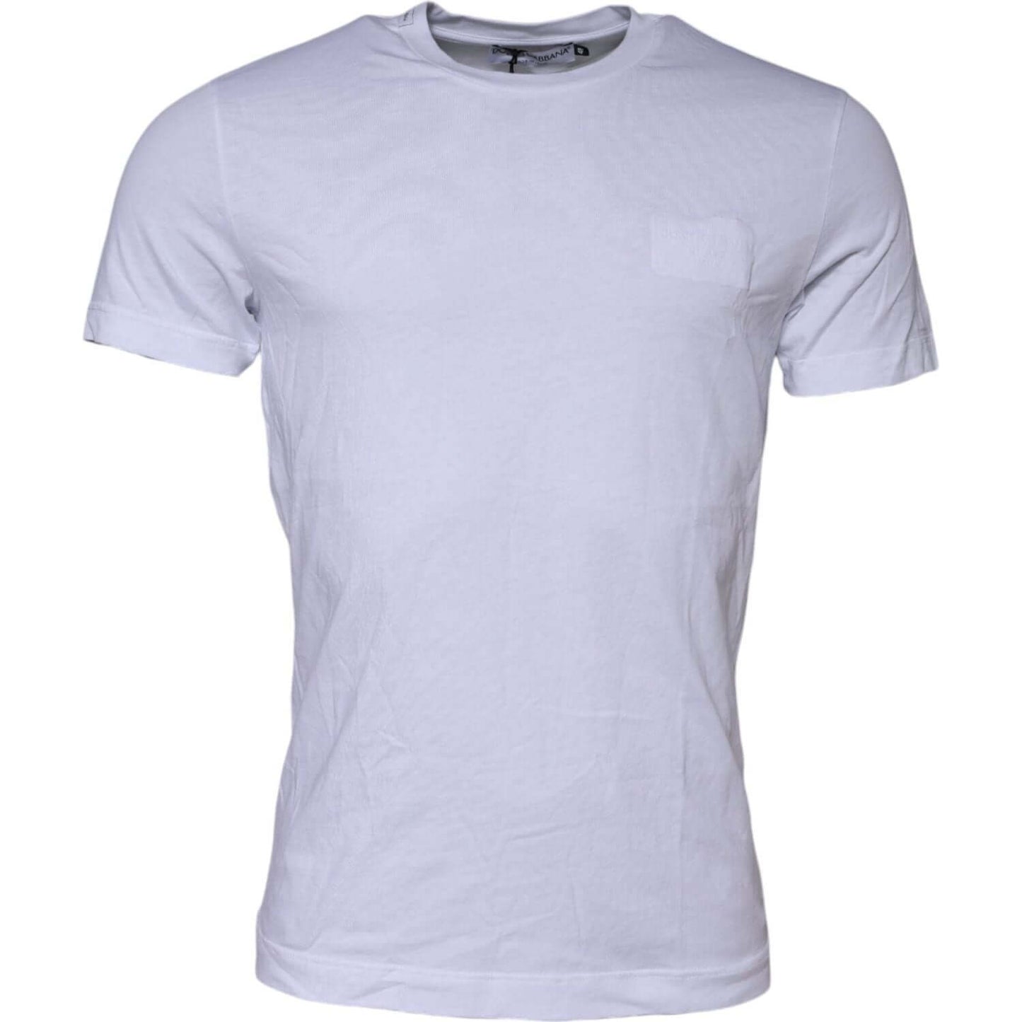 Dolce & Gabbana White Cotton Logo Patch Crew Neck T-shirt TSH90627-48