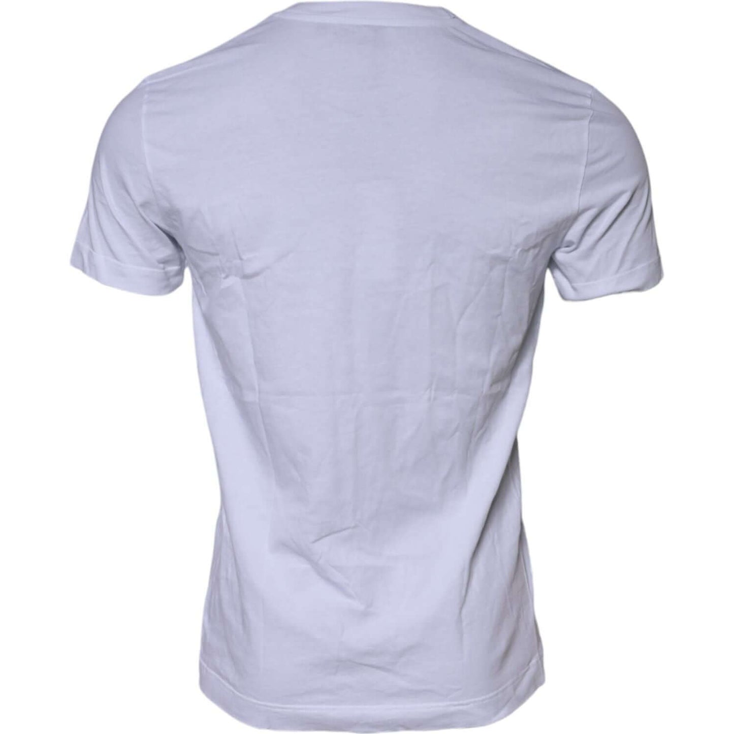 Dolce & Gabbana White Cotton Logo Patch Crew Neck T-shirt TSH90627-48
