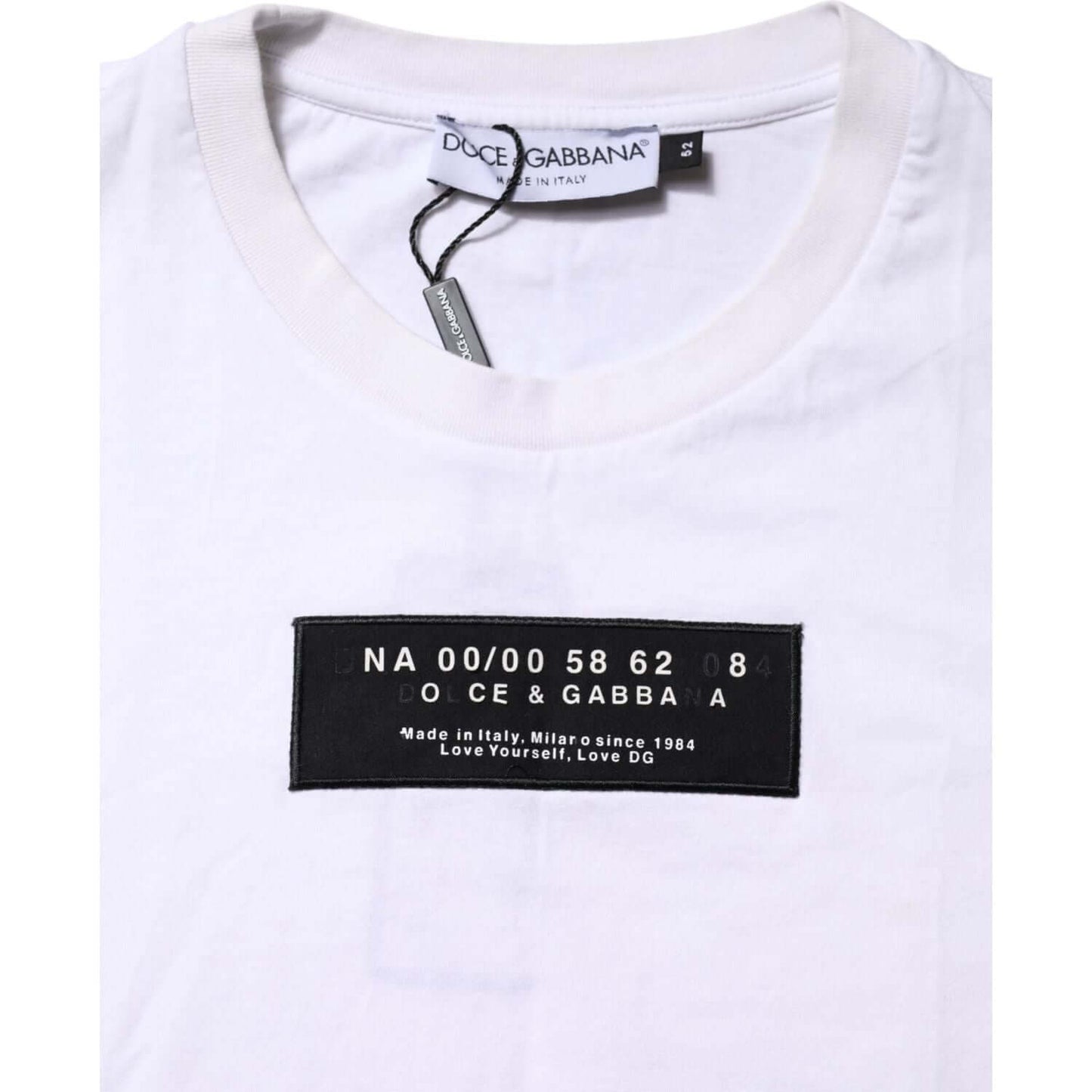 Dolce & Gabbana White Cotton Logo Patch Crew Neck T-shirt TSH90629-52