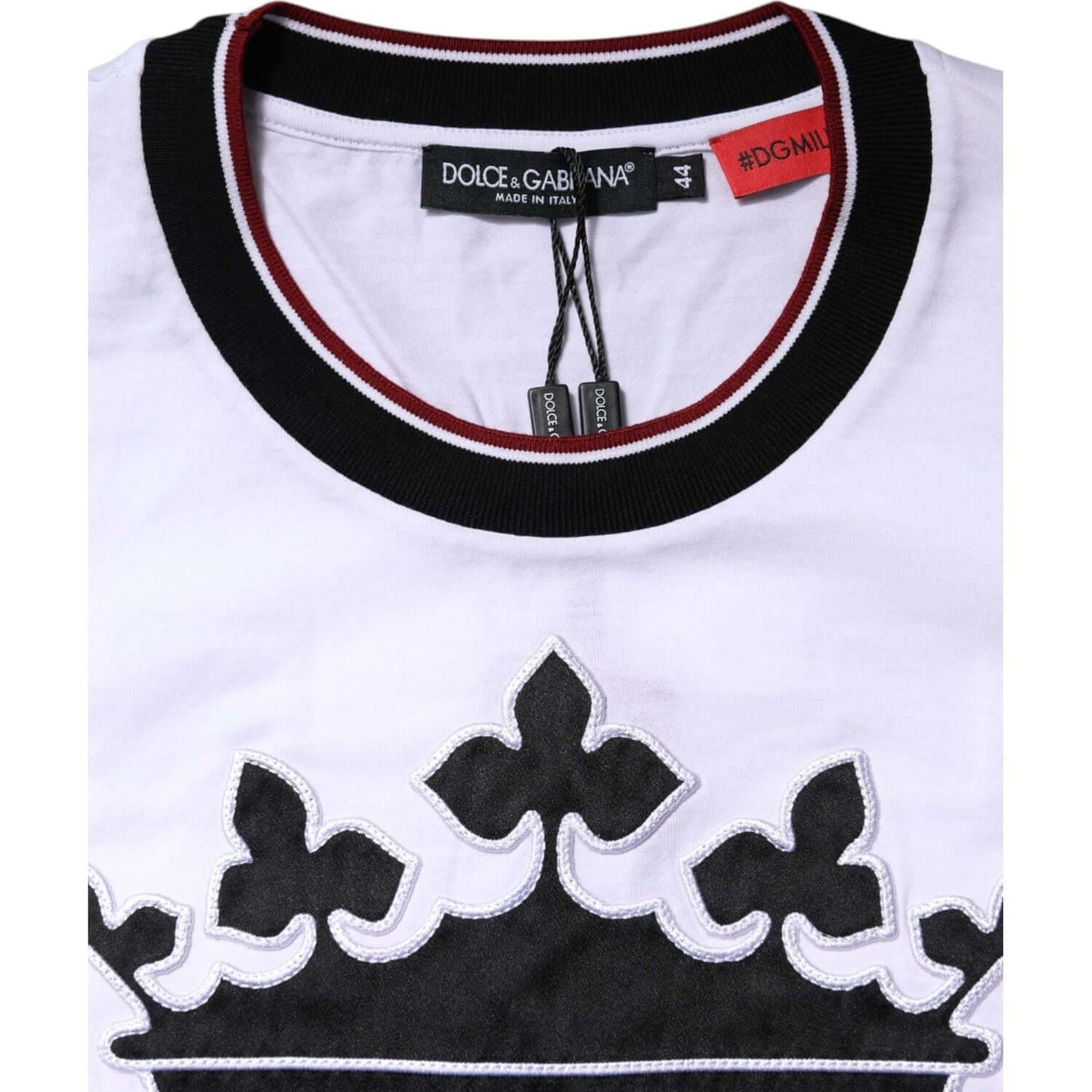 Dolce & Gabbana White Cotton Crown King Embroidery T-shirt TSH90630-44