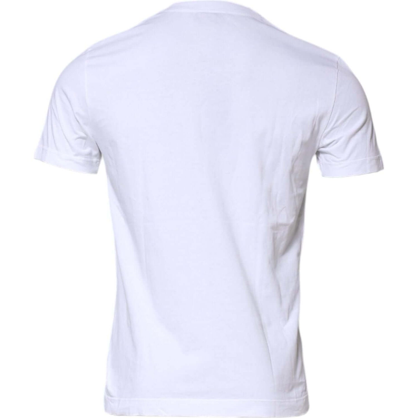 Dolce & Gabbana White Cotton Men Crew Neck Tee T-shirt TSH90635-48