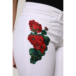 Dolce & Gabbana White Floral Sequined GIRLY Denim Jeans PAN76309-36