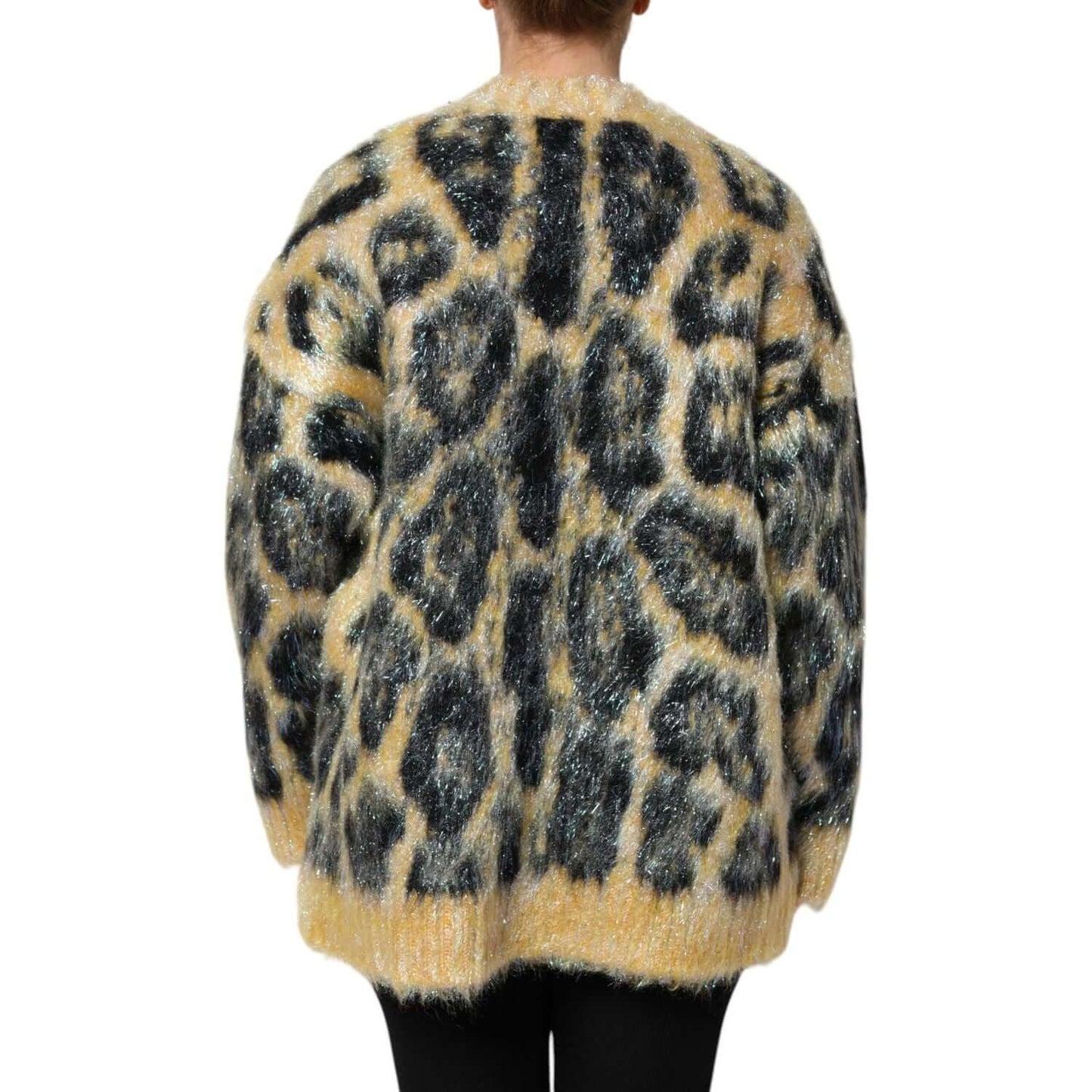 Dolce & Gabbana Multicolor Leopard Mohair Crew Neck Sweater TSH90442-36