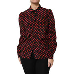 Dolce & Gabbana Black Red Polka Dot Silk Long Sleeves Top TSH87597-40