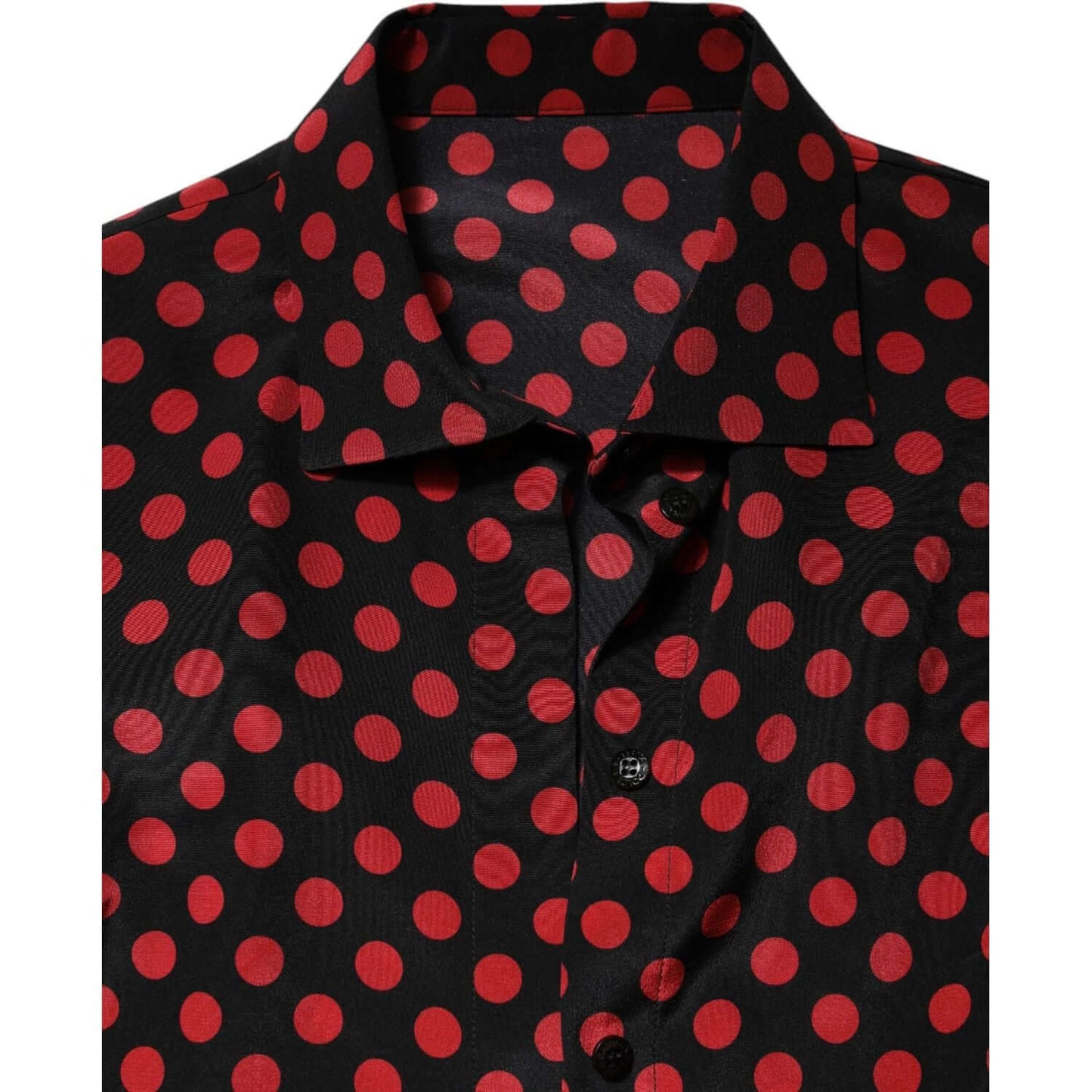 Dolce & Gabbana Black Red Polka Dot Silk Long Sleeves Top TSH87597-40