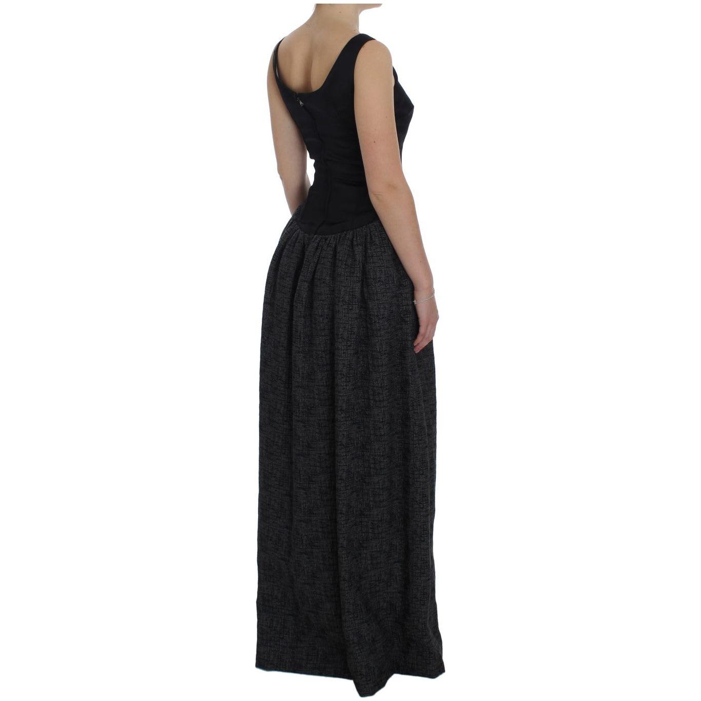 Dolce & Gabbana Black Gray Sheath Gown Full Length Dress NOC10139-1