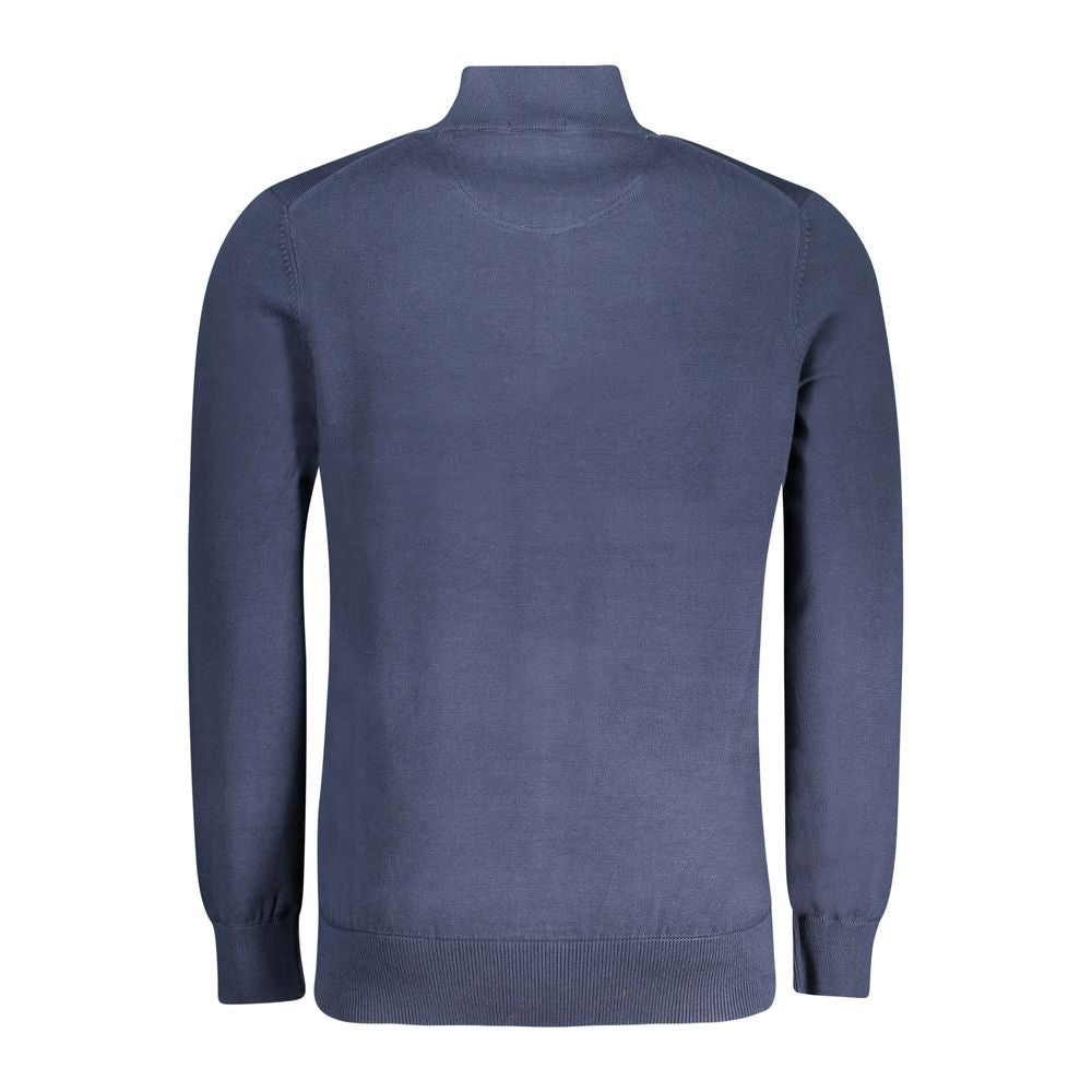 Back view of Timberland Blue Cotton Men Sweater showing elegant design and quality craftsmanship.