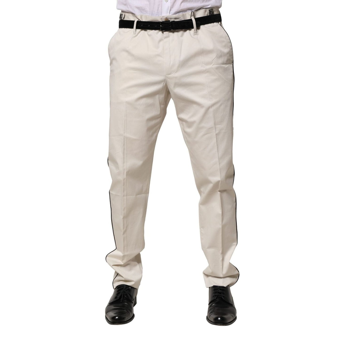 Dolce & Gabbana White Cotton Dress Slim Formal Pants PAN76459-52