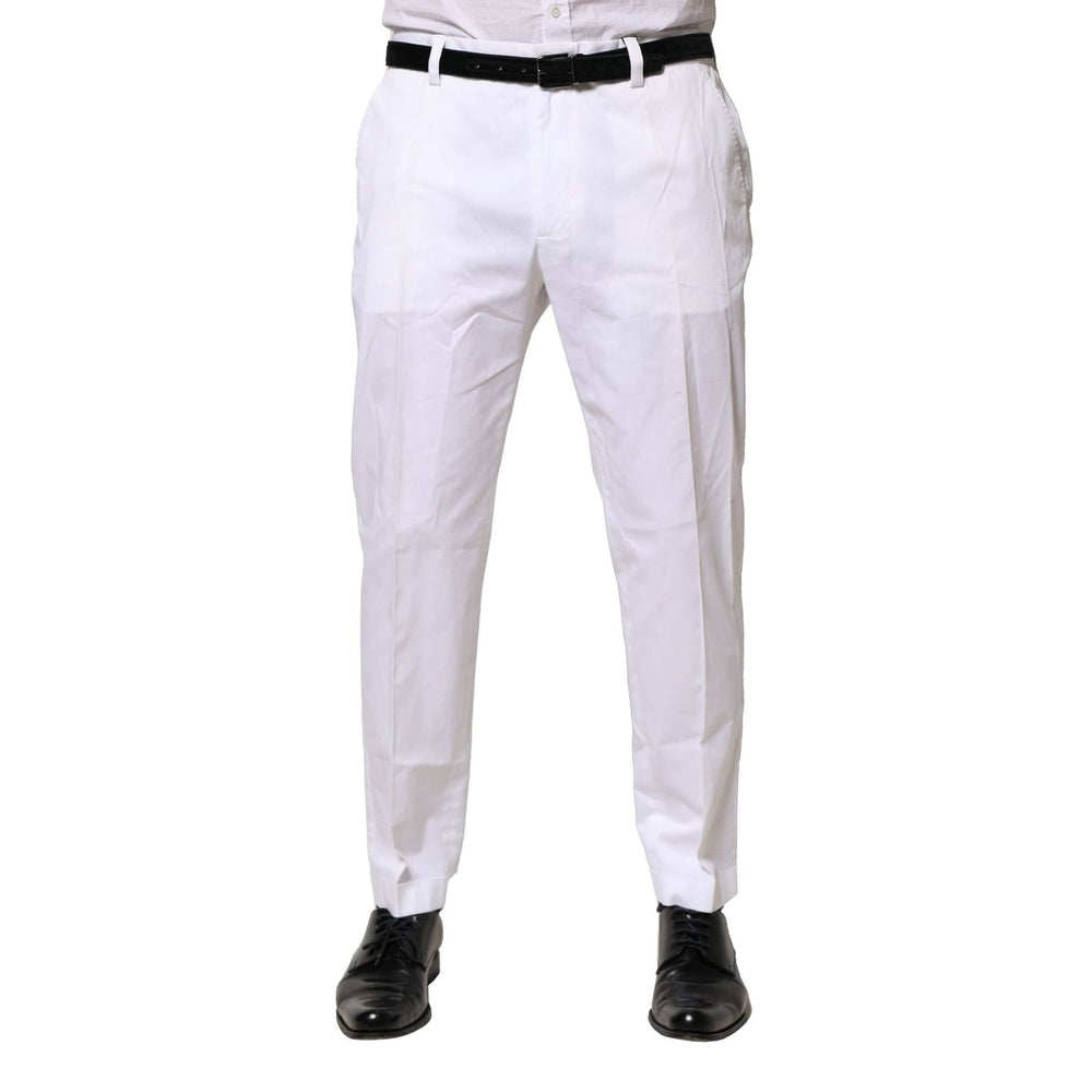 Dolce & Gabbana White Cotton Dress Slim Formal Pants PAN76477-52