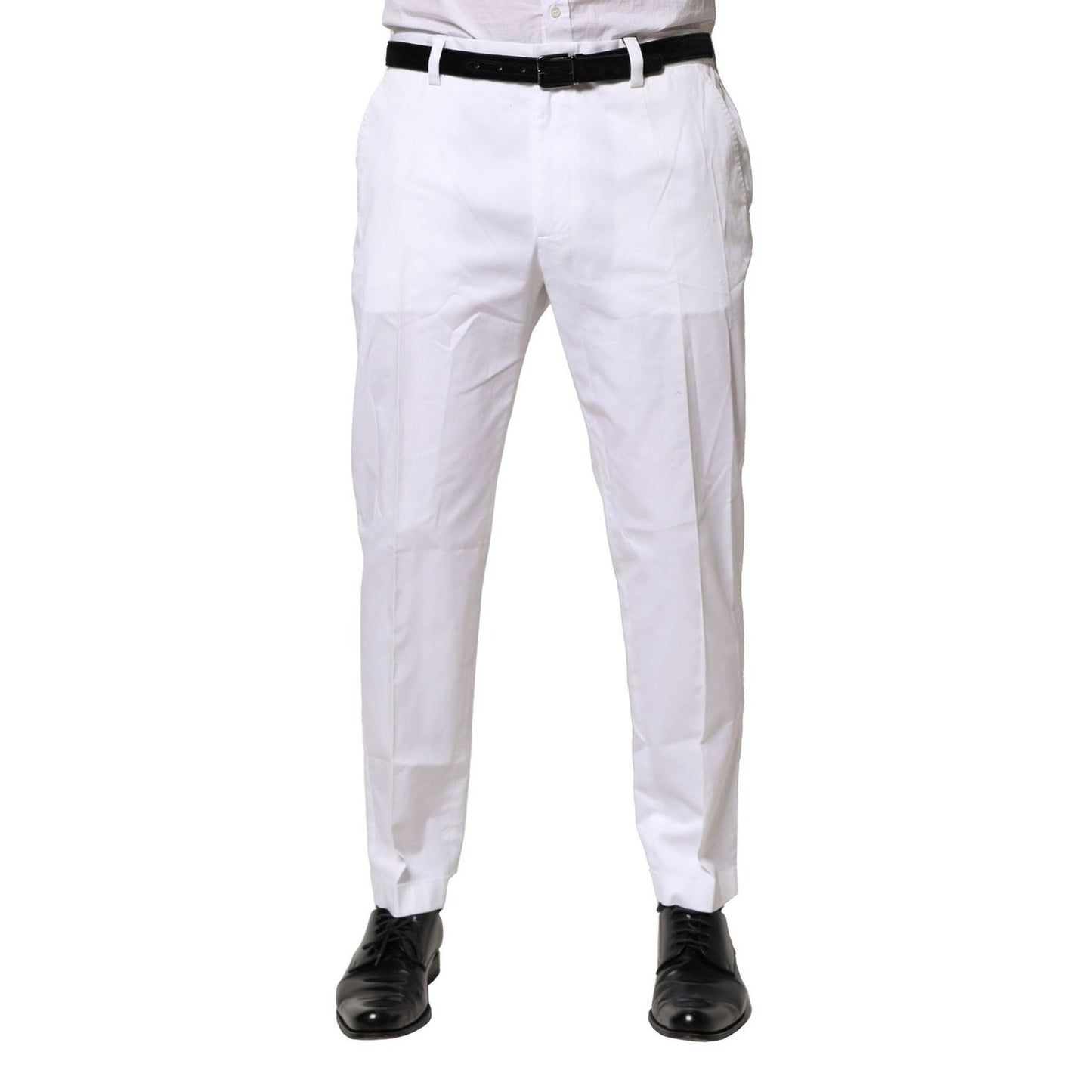 Dolce & Gabbana White Cotton Dress Slim Formal Pants PAN76477-52