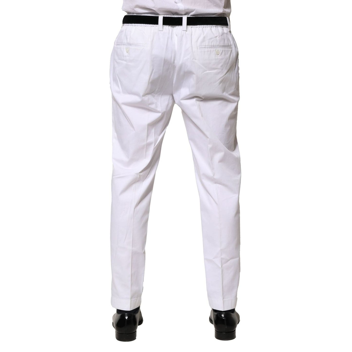 Dolce & Gabbana White Cotton Dress Slim Formal Pants PAN76477-52