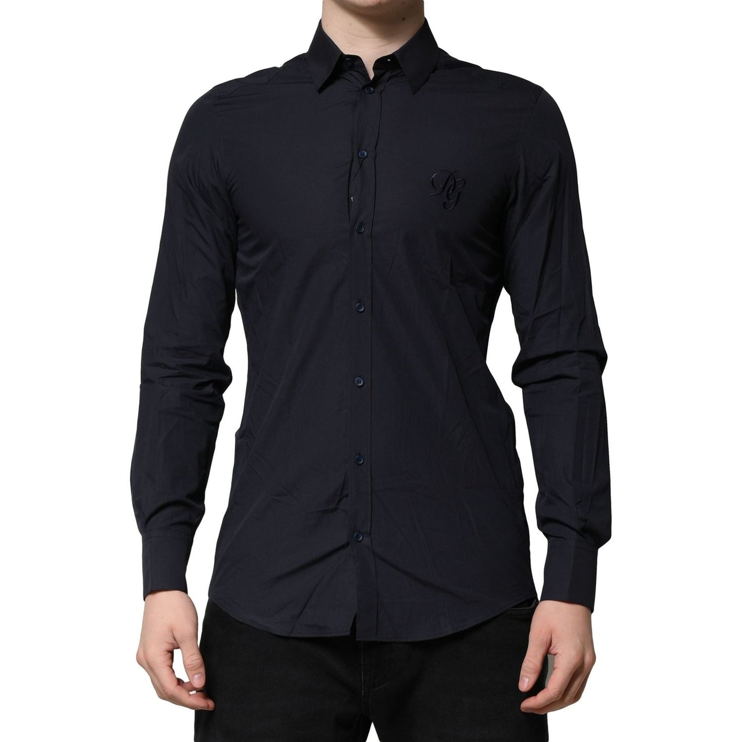 Dolce & Gabbana Dark Blue MARTINI Cotton Dress Formal Shirt TSH90654-38