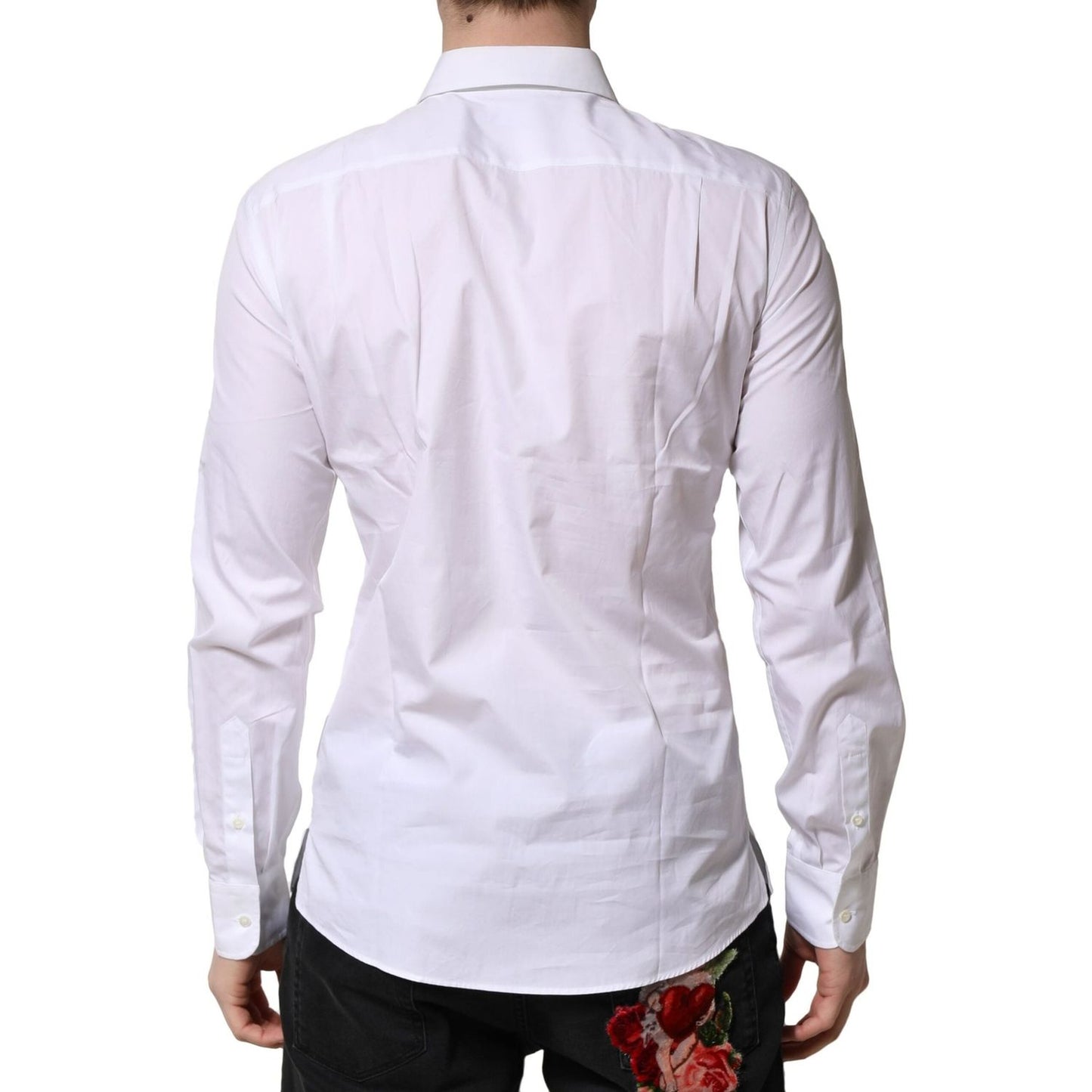 Dolce & Gabbana White Poplin Cotton Formal Men Dress Shirt TSH90685-38
