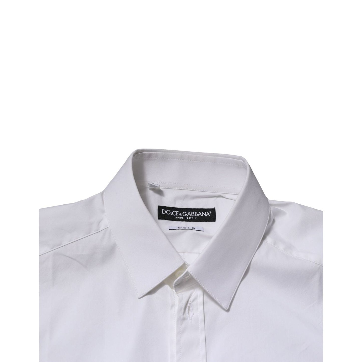 Dolce & Gabbana White GOLD Cotton Men Dress Formal Shirt TSH90686-38