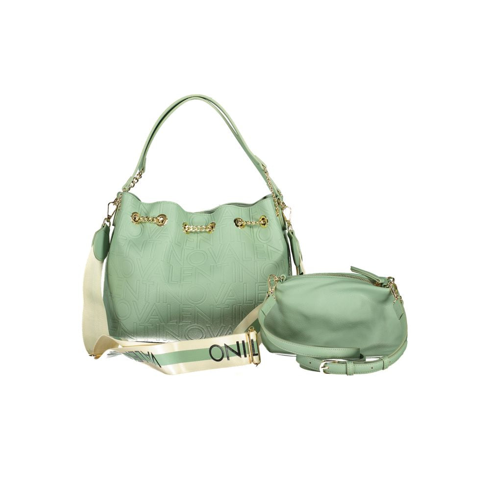 Mario Valentino Green Polyethylene Handbag with contrasting details, snap closure, protective feet, and removable straps.