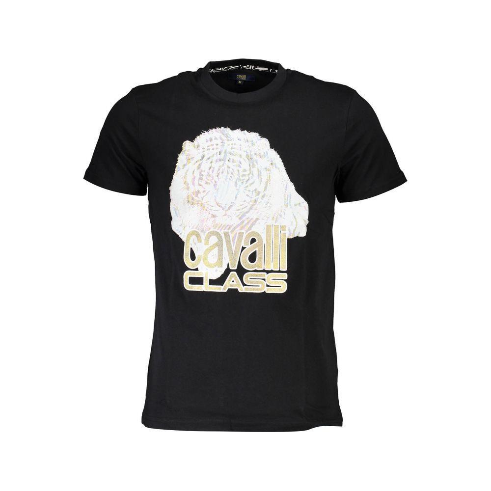 Cavalli Class Black Cotton Men T-Shirt CA-37148-XL
