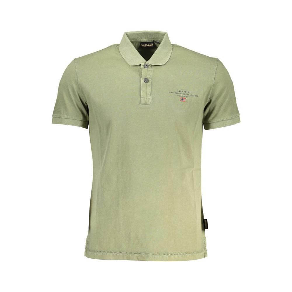 Napapijri Green Cotton Men Polo Shirt NA-37398-L