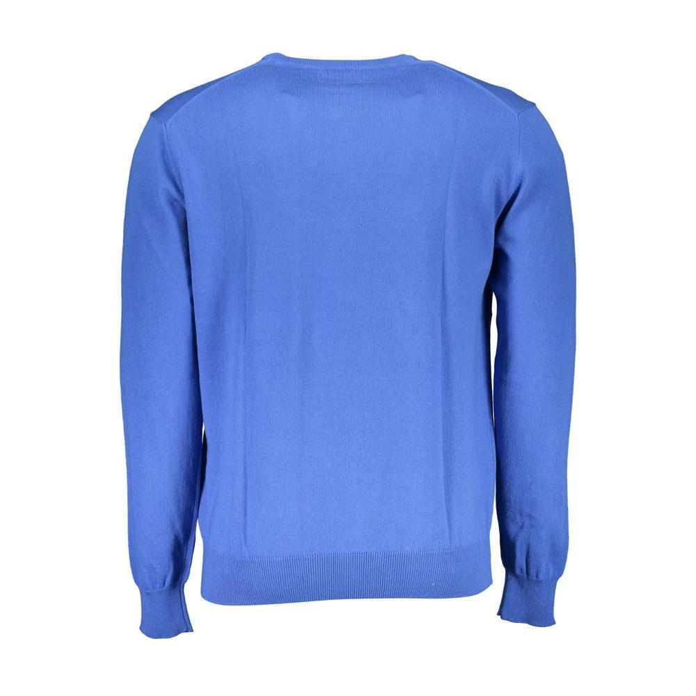 La Martina Blue Cotton Men Sweater LA-13238-S