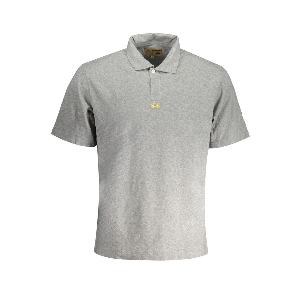 La Martina Brown Cotton Men Polo Shirt LA-30455-S