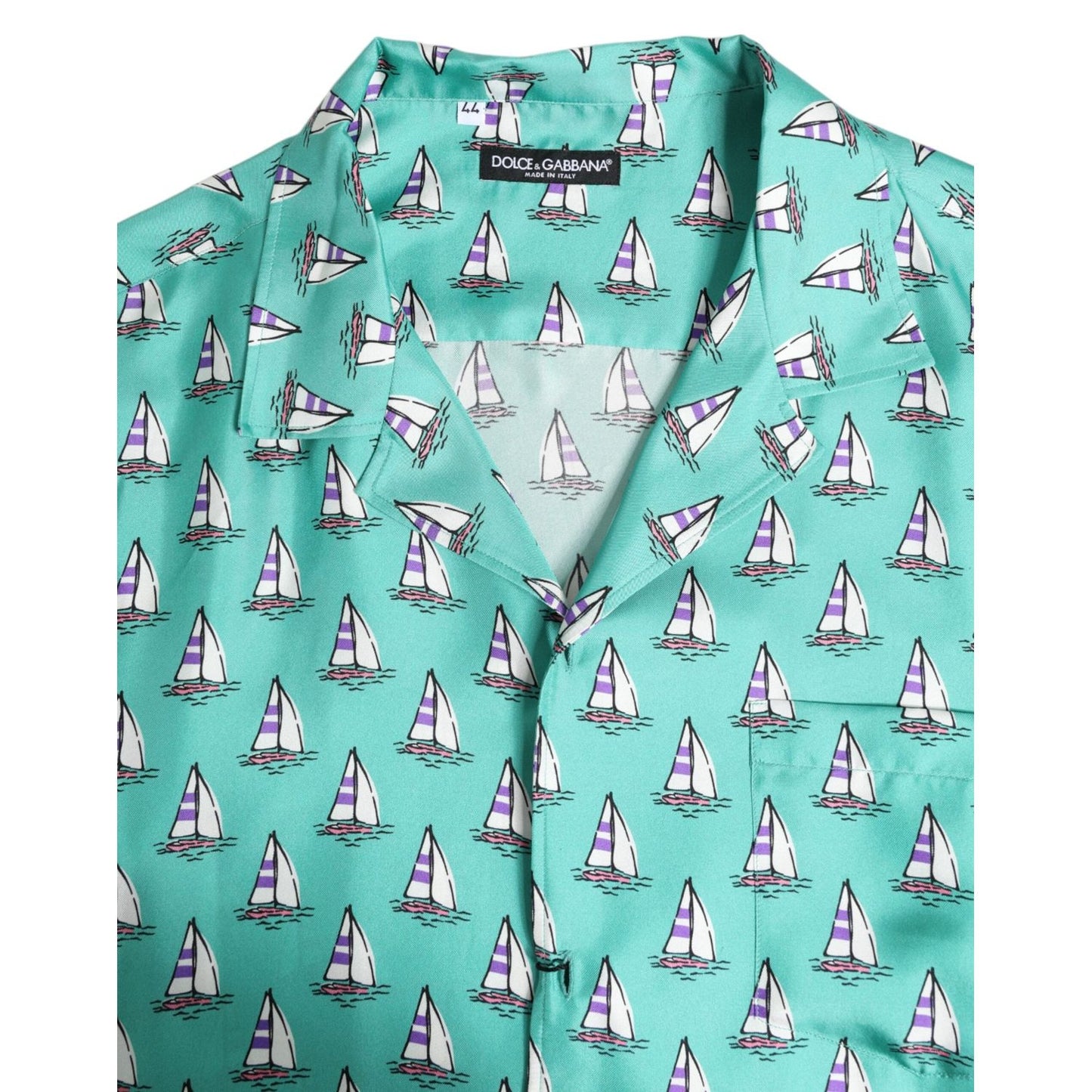 Dolce & Gabbana Green Printed Short Sleeves Casual Shirt TSH90482-44
