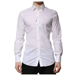 Dolce & Gabbana White Cotton GOLD Long Sleeves Formal Shirt TSH906830-38