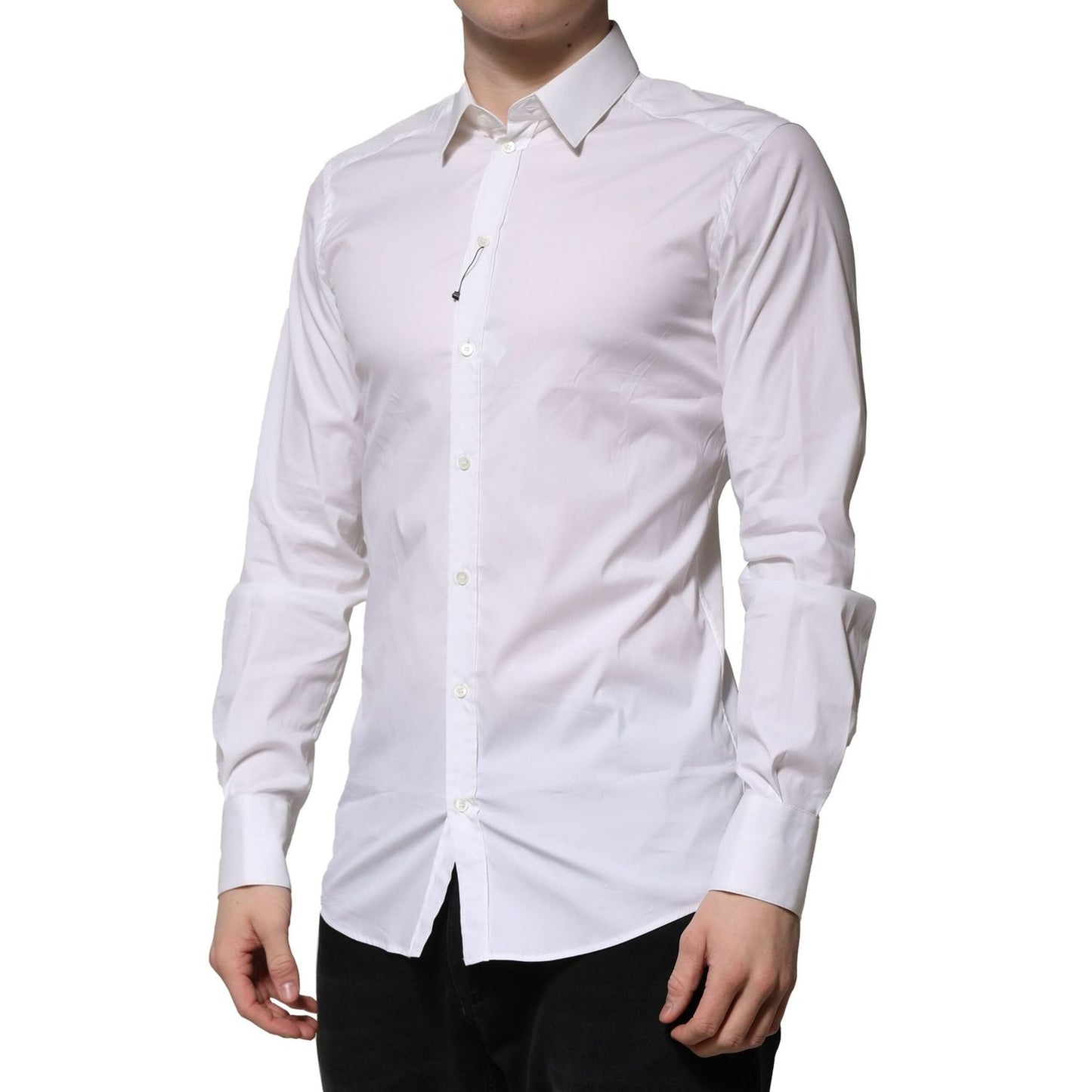 Dolce & Gabbana White Cotton GOLD Long Sleeves Formal Shirt TSH906830-38