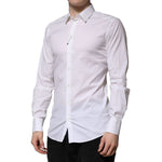 Dolce & Gabbana White Cotton GOLD Long Sleeves Formal Shirt TSH906830-38