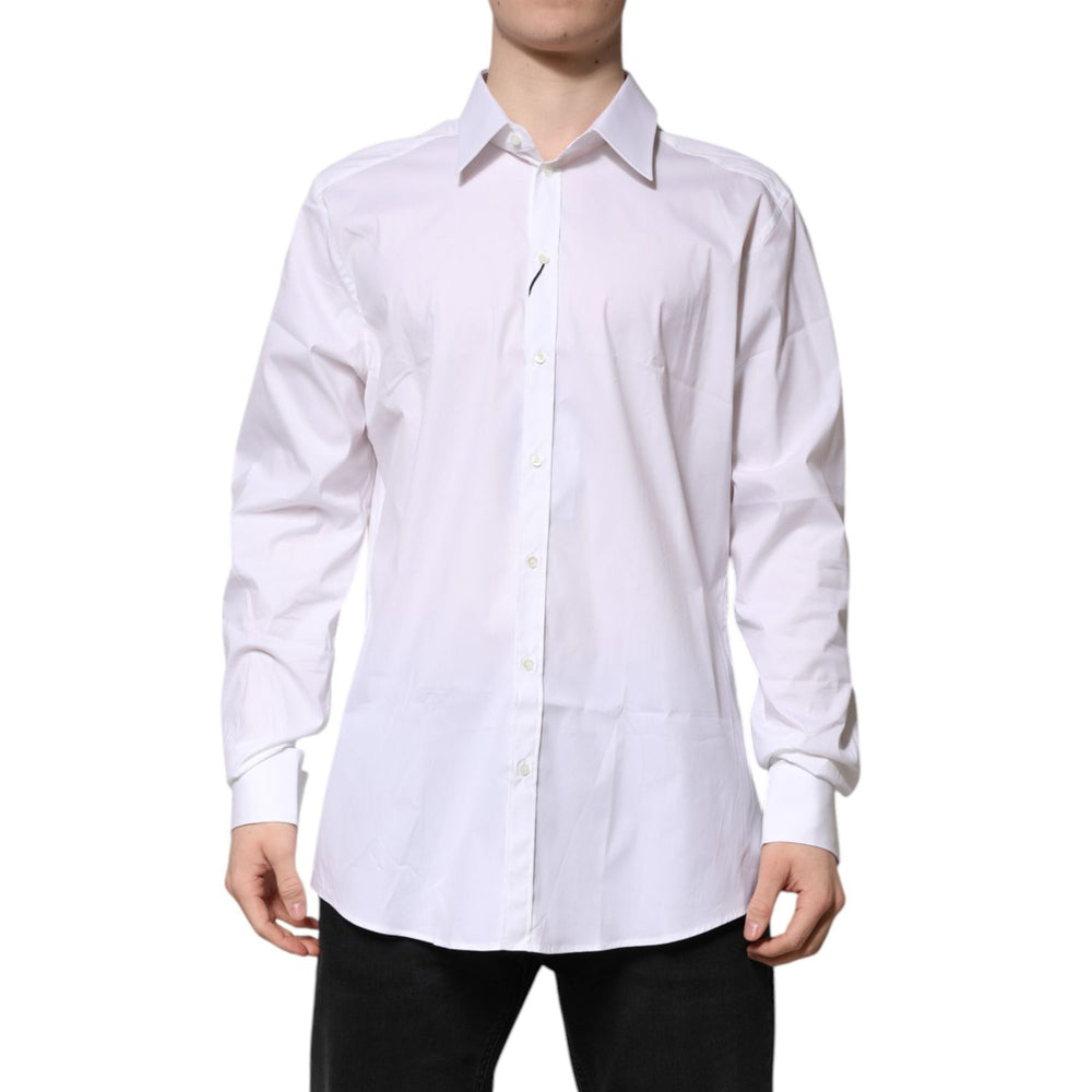 Dolce & Gabbana White Cotton GOLD Long Sleeves Formal Shirt TSH906834-45