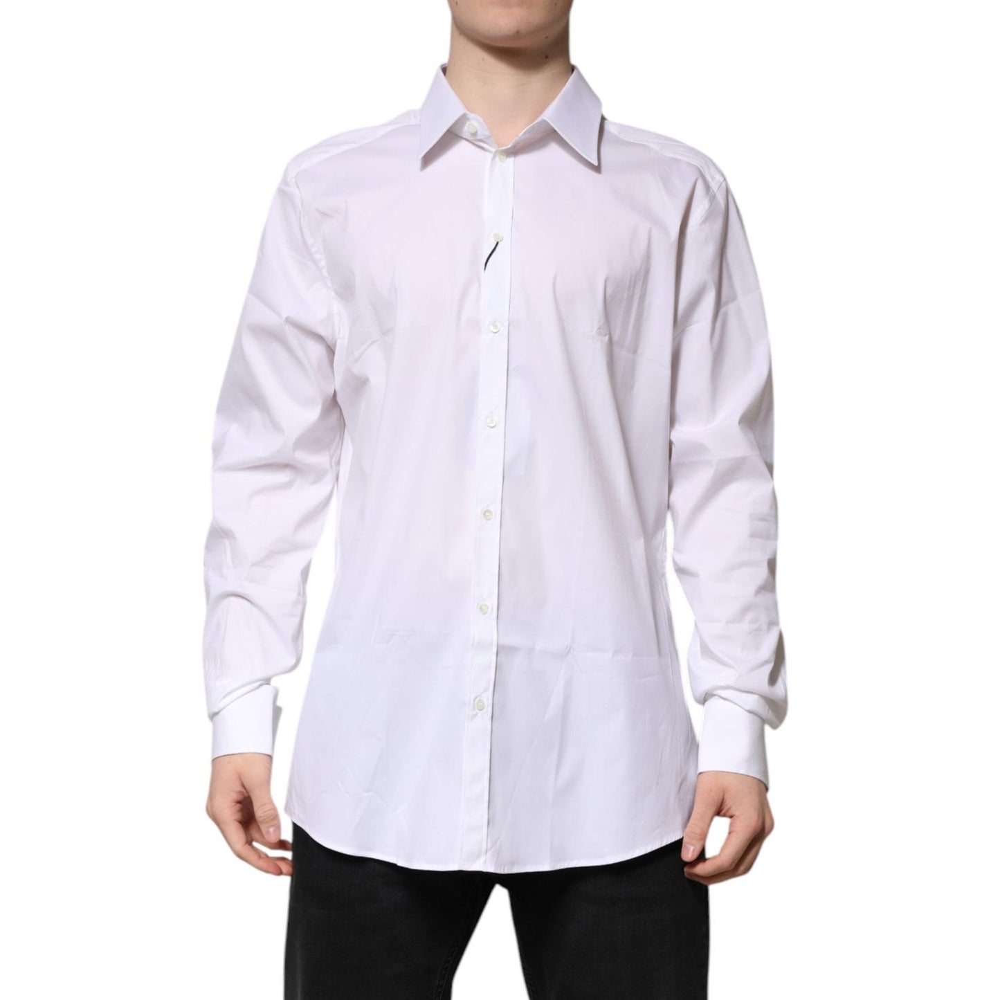 Dolce & Gabbana White Cotton GOLD Long Sleeves Formal Shirt TSH906834-45