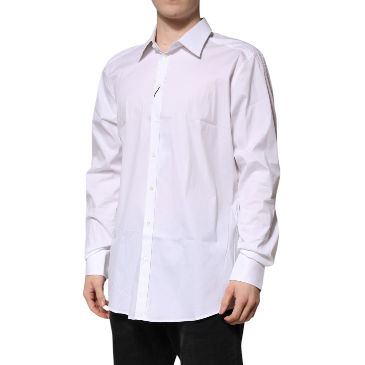 Dolce & Gabbana White Cotton GOLD Long Sleeves Formal Shirt TSH906834-45