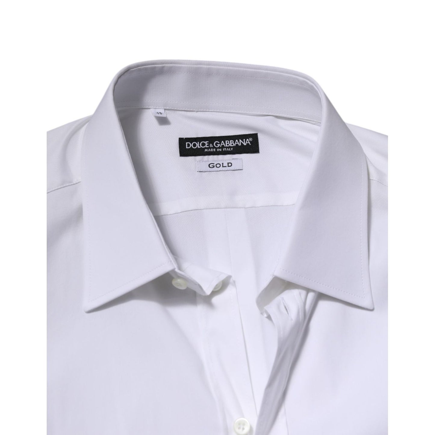 Dolce & Gabbana White Cotton GOLD Long Sleeves Formal Shirt TSH906834-45
