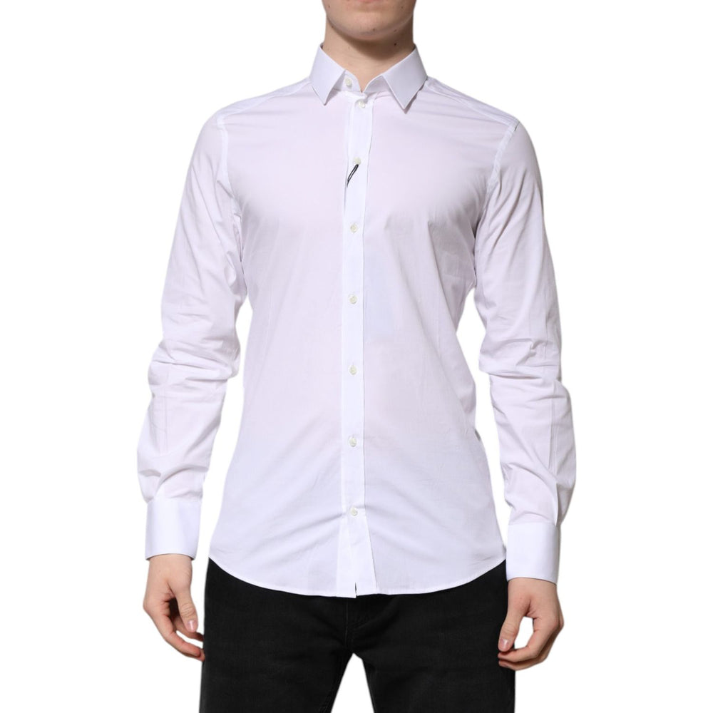 Dolce & Gabbana White Cotton GOLD Long Sleeves Formal Shirt TSH906835-39