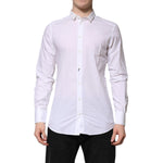 Dolce & Gabbana White Cotton GOLD Long Sleeves Formal Shirt TSH906843-38