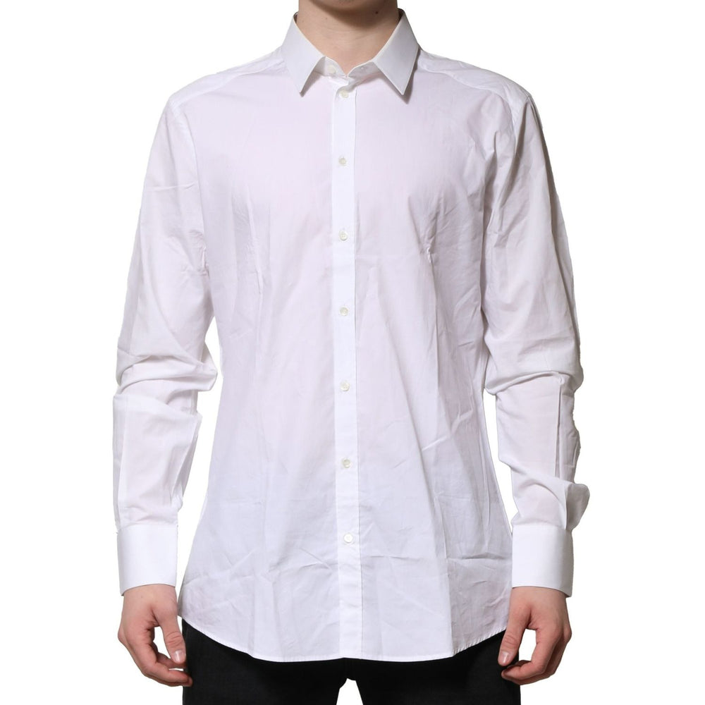 Dolce & Gabbana White Cotton GOLD Long Sleeves Formal Shirt TSH906846-40