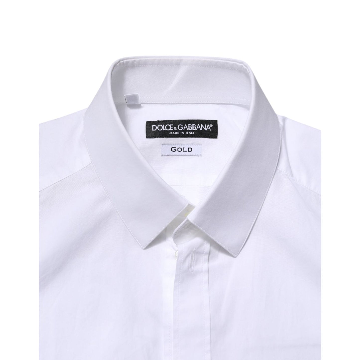 Dolce & Gabbana White GOLD Long Sleeves Dress Men Formal Shirt TSH906877-38